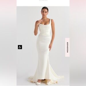 House of CB EMILIE OFF WHITE SATIN MERMAID BRIDAL GOWN. Size small. Sold out.